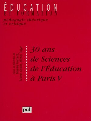 cover image of 30 ans de sciences de l'éducation à Paris V